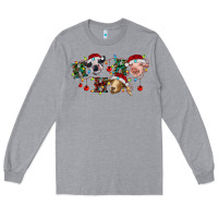 Heather Grey Hohoho Christmas Cows Long Sleeve Tee - RanaPortraitStore