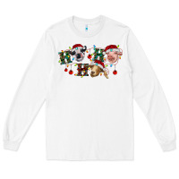 White Hohoho Christmas Cows Long Sleeve Tee - RanaPortraitStore