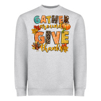 Heather Grey gather around and give thanks Heavyweight Sweatshirt - CowGirlArtShop