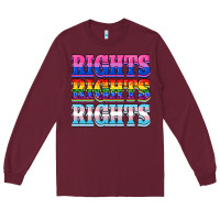 Burgundy Rights rights rights Long Sleeve Tee - NancyCooperArtShop