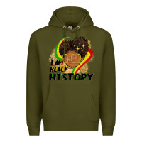 Army Green I am black history Premium Hoodie - FaDigitalArtStudio