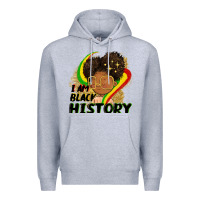 Heather Grey I am black history Premium Hoodie - FaDigitalArtStudio