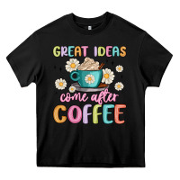Black great ideas come after coffee Heavy Core Tee - MaliasSmallBusiness