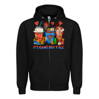 Black It's Game Day Y'all Basketball Coffee Cups Zipper Hoodie - FaDigitalArtStudio