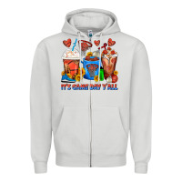 Dove Grey It's Game Day Y'all Basketball Coffee Cups Zipper Hoodie - FaDigitalArtStudio