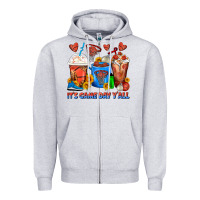 Heather Grey It's Game Day Y'all Basketball Coffee Cups Zipper Hoodie - FaDigitalArtStudio