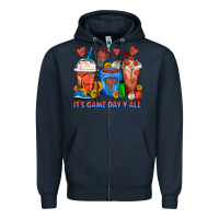 Navy It's Game Day Y'all Basketball Coffee Cups Zipper Hoodie - FaDigitalArtStudio