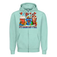 Seafoam It's Game Day Y'all Basketball Coffee Cups Zipper Hoodie - FaDigitalArtStudio