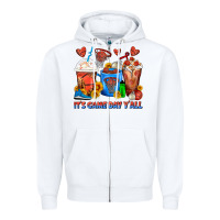 White It's Game Day Y'all Basketball Coffee Cups Zipper Hoodie - FaDigitalArtStudio