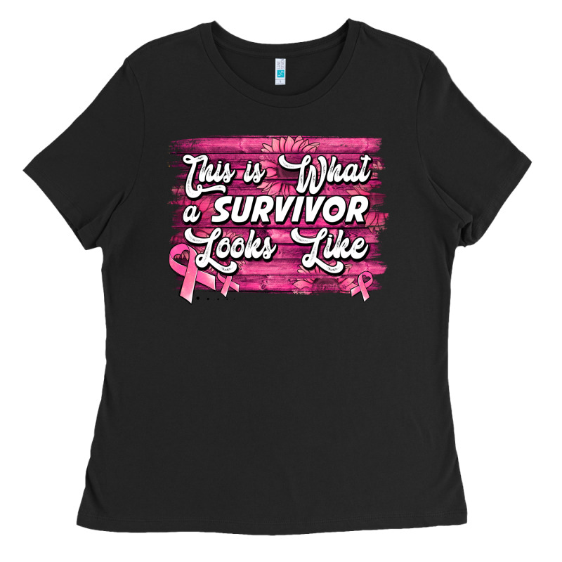 This Is What A Survivor Looks Like Breast Cancer Ladies Tee by NancyCooperArtShop | Teevron