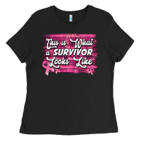 Black This is what a survivor looks like Breast Cancer Ladies Tee - NancyCooperArtShop