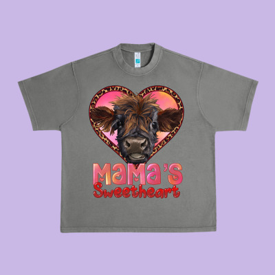 Mama's Sweetheart Highland Calf Urban Heavy Tee Designed By Ranaportraitstore