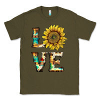 Army Green western love with sunflower Classic Tee - Artiststas