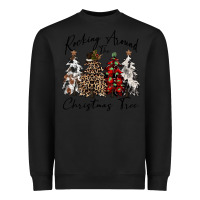 Black rocking around the christmas tree Heavyweight Sweatshirt - CowGirlArtShop
