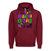 Burgundy It's Mardi Gras y'all Zipper Hoodie - FaDigitalArtStudio