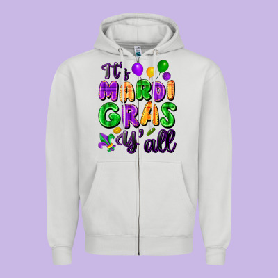 It's Mardi Gras Y'all Zipper Hoodie Designed By Fadigitalartstudio