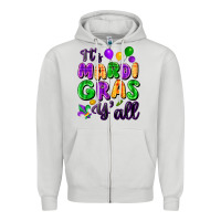 Dove Grey It's Mardi Gras y'all Zipper Hoodie - FaDigitalArtStudio