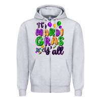 Heather Grey It's Mardi Gras y'all Zipper Hoodie - FaDigitalArtStudio