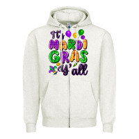 Oatmeal Heather It's Mardi Gras y'all Zipper Hoodie - FaDigitalArtStudio