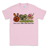 Bubblegum Pink Peace Love White Tailed Buck Deer Classic Tee - LillyAllenDesigns