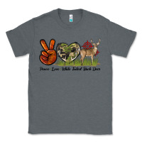Charcoal Heather Peace Love White Tailed Buck Deer Classic Tee - LillyAllenDesigns