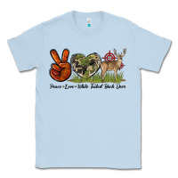 Dusty Blue Peace Love White Tailed Buck Deer Classic Tee - LillyAllenDesigns