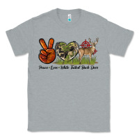 Heather Grey Peace Love White Tailed Buck Deer Classic Tee - LillyAllenDesigns