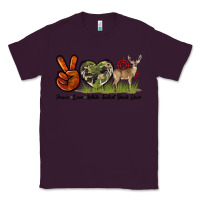 Plum Peace Love White Tailed Buck Deer Classic Tee - LillyAllenDesigns