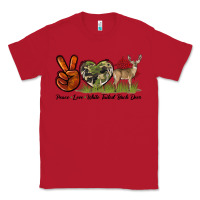 Red Peace Love White Tailed Buck Deer Classic Tee - LillyAllenDesigns