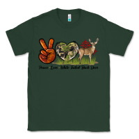 Sports Green Peace Love White Tailed Buck Deer Classic Tee - LillyAllenDesigns