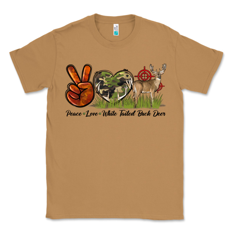 Peace Love White Tailed Buck Deer Classic Tee by LillyAllenDesigns | Teevron