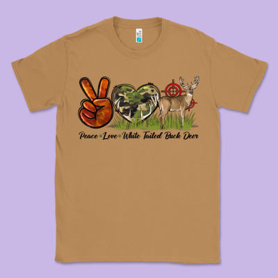 Peace Love White Tailed Buck Deer Classic Tee Designed By Lillyallendesigns