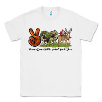 White Peace Love White Tailed Buck Deer Classic Tee - LillyAllenDesigns