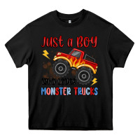 Black just a boy who loves monster trucks Heavy Core Tee - MaliasSmallBusiness