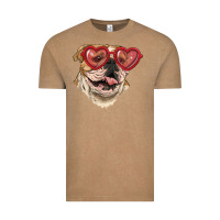 Vintage Coffee English bulldog with love glass Vintage Tee - RanaPortraitStore
