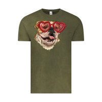 Vintage Olive English bulldog with love glass Vintage Tee - RanaPortraitStore