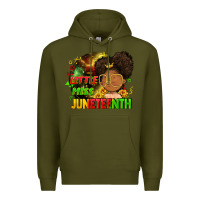 Army Green Little miss Juneteenth Premium Hoodie - FaDigitalArtStudio