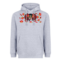 Heather Grey sugar skull rose libbey glass Heavyweight Hoodie - BundleAndBundleShop