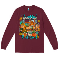 Burgundy Thankful Blessed Long Sleeve Tee - texasbilliewilder