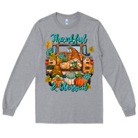 Heather Grey Thankful Blessed Long Sleeve Tee - texasbilliewilder