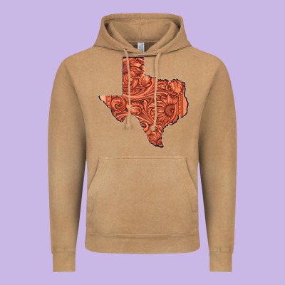 Texas Map Western Tooled Leather Pattern Vintage Hoodie Designed By Bettercallsaul
