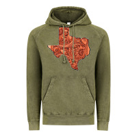 Vintage Olive Texas Map Western Tooled Leather Pattern Vintage Hoodie - Bettercallsaul