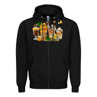 Black Honey Bee Coffee Cups Zipper Hoodie - FaDigitalArtStudio