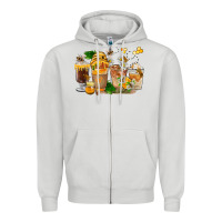 Dove Grey Honey Bee Coffee Cups Zipper Hoodie - FaDigitalArtStudio