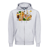 Heather Grey Honey Bee Coffee Cups Zipper Hoodie - FaDigitalArtStudio