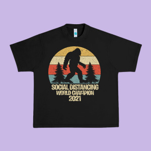 Bigfoot Social Distancing World Champion Urban Heavy Tee Designed By Bettercallsaul