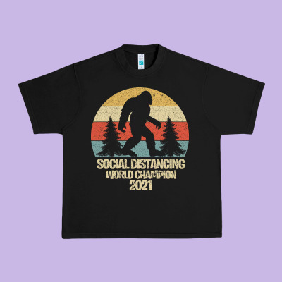 Bigfoot Social Distancing World Champion Urban Heavy Tee Designed By Bettercallsaul