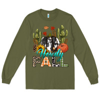 Army Green Howdy Fall Long Sleeve Tee - texasbilliewilder