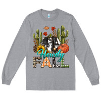 Heather Grey Howdy Fall Long Sleeve Tee - texasbilliewilder