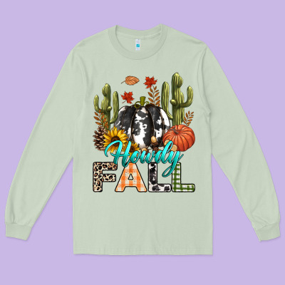 Howdy Fall Long Sleeve Tee Designed By Texasbilliewilder
